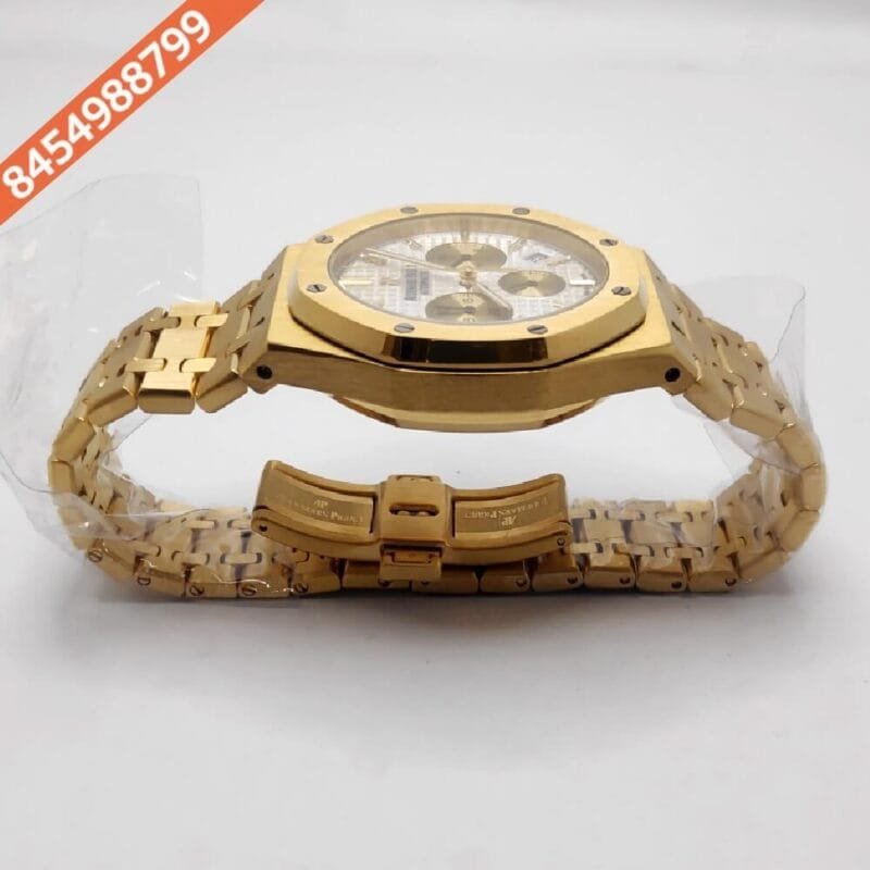 Audemars Piguet Royal Oak Chronograph Full Gold White Dial Swiss Watch - Image 5