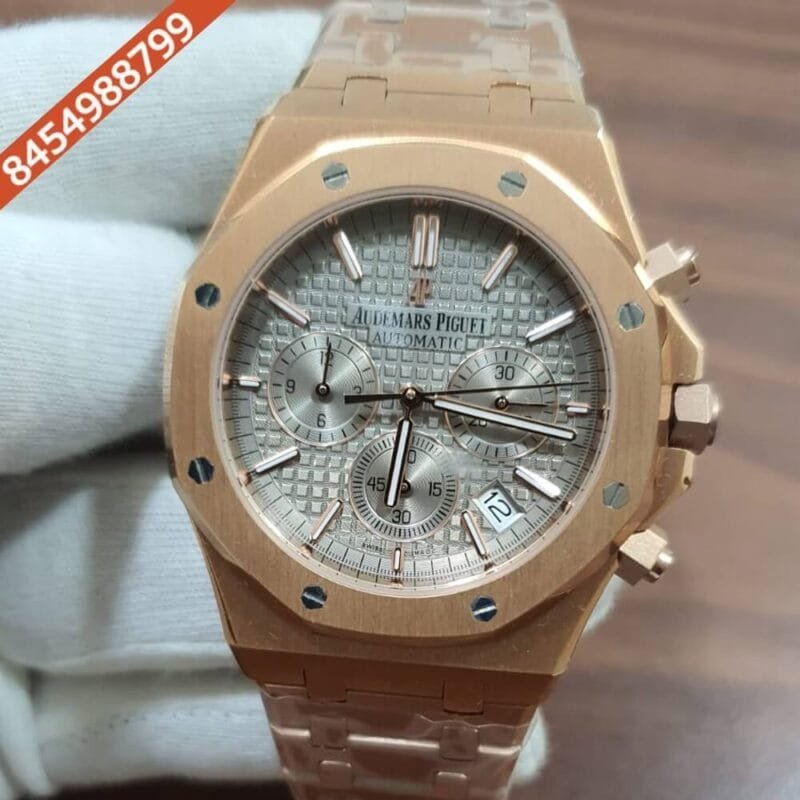 Audemars Piguet Royal Oak Chronograph Full Rose Gold 41mm Grey Dial Swiss Watch