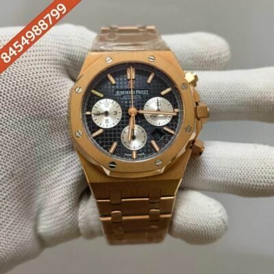 Audemars Piguet Royal Oak Chronograph Rose Gold Black Swiss ETA Valjoux 7750 Automatic Watch