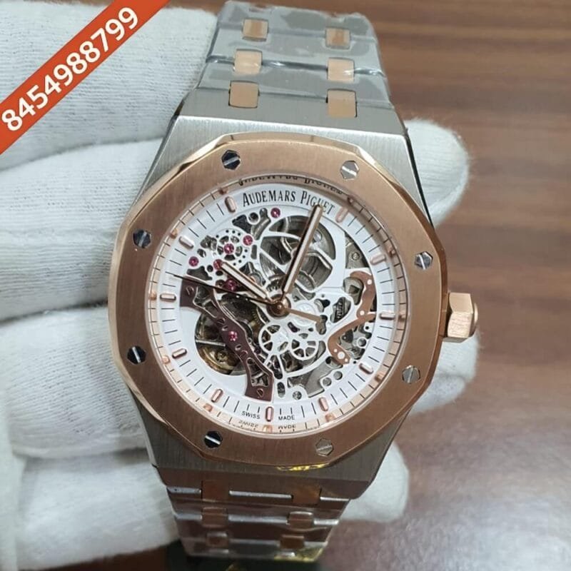 Audemars Piguet Royal Oak Dual Tone Skeleton White Dial Swiss Automatic Watch