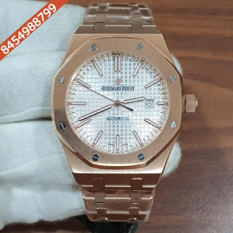 Audemars Piguet Royal Oak Rose Gold White Dial Swiss Automatic Watch