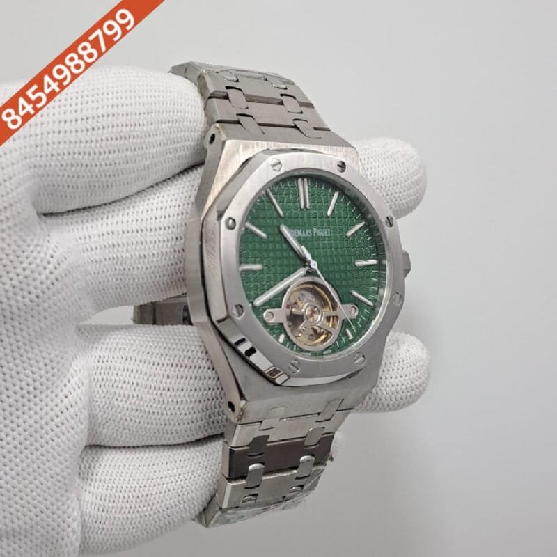Audemars Piguet Royal Oak Tourbillion Green Dial Stainless Steel Strap Swiss Automatic Watch - Image 2