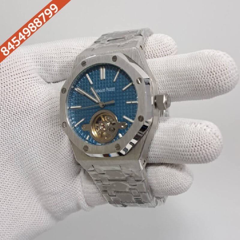 Audemars Piguet Royal Oak Tourbillion Light Blue Stainless Steel Strap Swiss Automatic Watch - Image 3