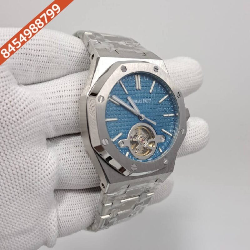 Audemars Piguet Royal Oak Tourbillion Light Blue Stainless Steel Strap Swiss Automatic Watch - Image 2