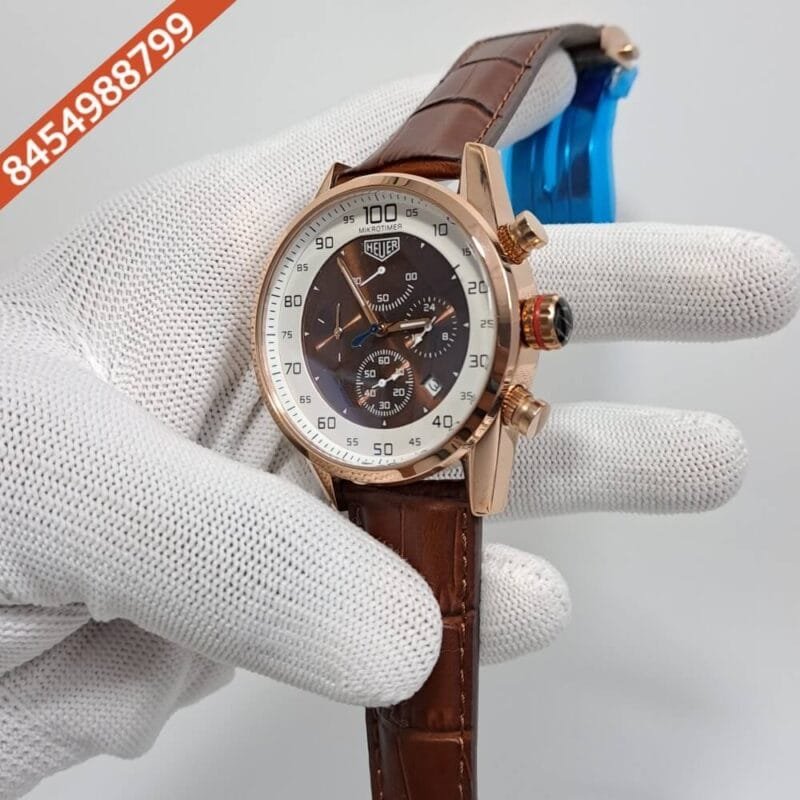 Carrera Calibre 17 Chronograph Brown Dial Brown Leather Strap Swiss Watch - Image 3