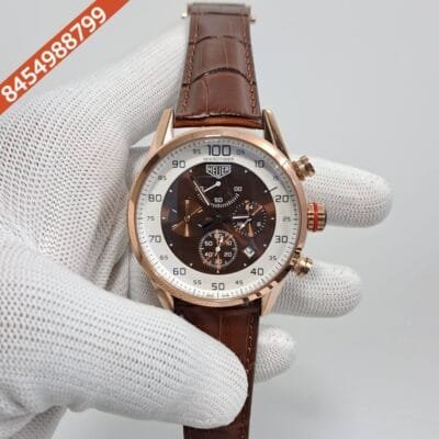 Carrera Calibre 17 Chronograph Brown Dial Brown Leather Strap Swiss Watch