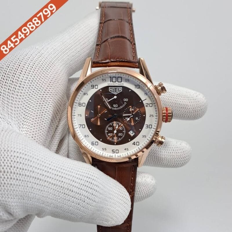 Carrera Calibre 17 Chronograph Brown Dial Brown Leather Strap Swiss Watch