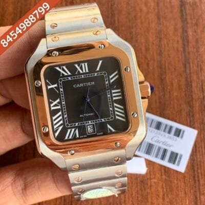 Cartier Santos 100 Dual Dual Tone Black Dial Swiss Automatic Watch