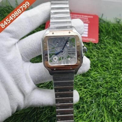 Cartier Skeleton Horloge Santos Rose Gold Swiss ETA Calibre 9611 Movement Watch