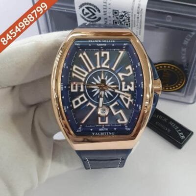 Franck Muller Vanguard Yachting Rose Fold Black Dial Swiss Eta V45 Sc Dt Yacht Automatic Movement Watch