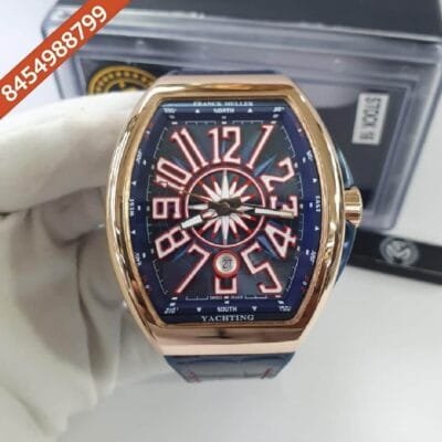 Franck Muller Vanguard Yachting Rose Gold Blue Swiss Eta V45 Sc Dt Yacht Automatic Movement Watch