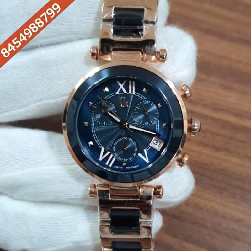 G C Blue Rose Gold Blue Dial Chronograph Watch