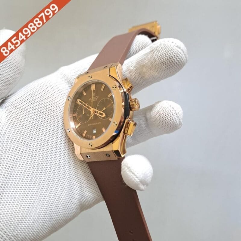 Hublot Classic Fusion Chronograph Brown Rubber Strap Watch - Image 2