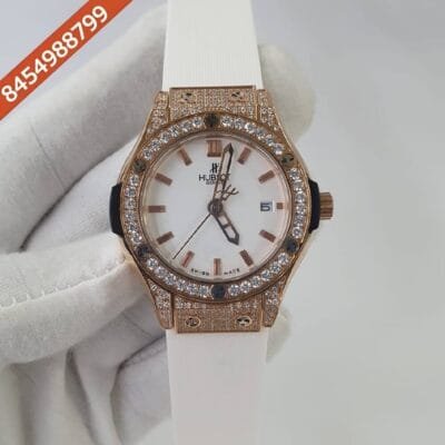 Hublot Classic Fusion Diamond Bezel White Rubber Strap Swiss Watch