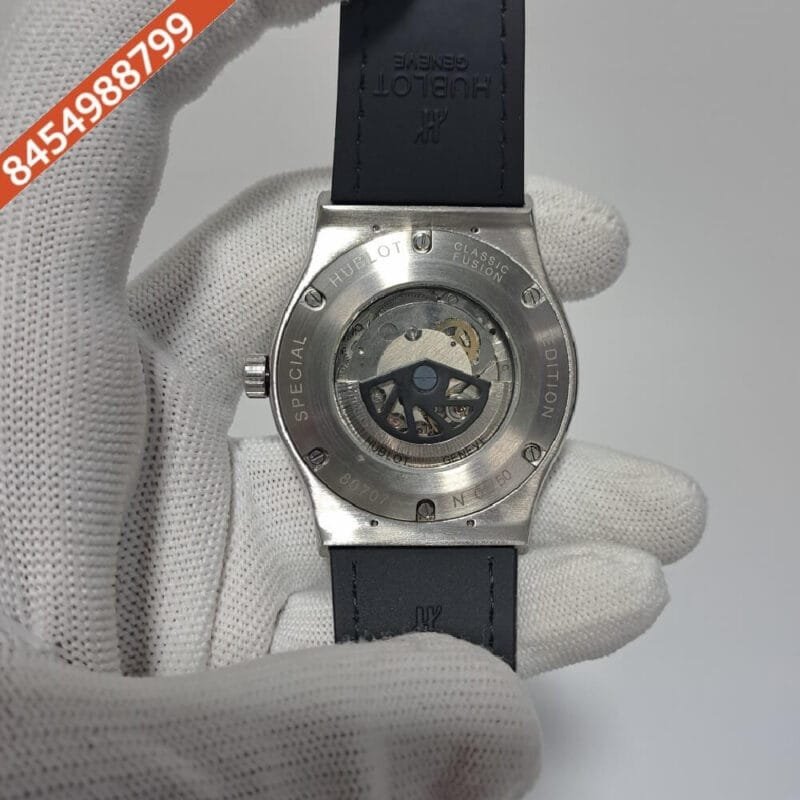 Hublot Classic Fusion Full Black Silver Bezel Swiss Automatic Watch - Image 4