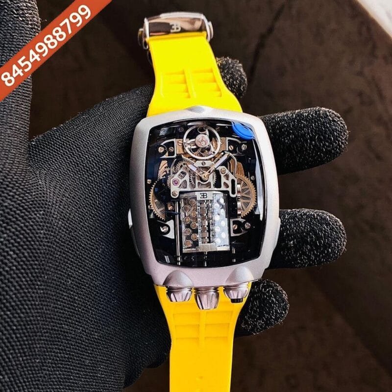 Jacob & Co Buggati Silver Yellow Strap Edition Swiss Automatic Watch