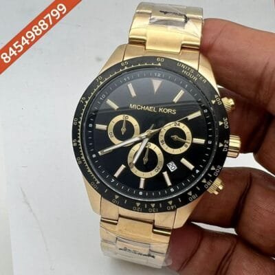 Michael Kors Bayville Gold Black Dial Chronograph Swiss Watch