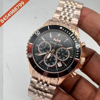 Michael Kors Bayville Rose Gold Black Dial Swiss Quartz Chronograph Watch
