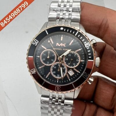 Michael Kors Bayville Stainless Steel Black Dial Swiss Quartz Chronograph Watch