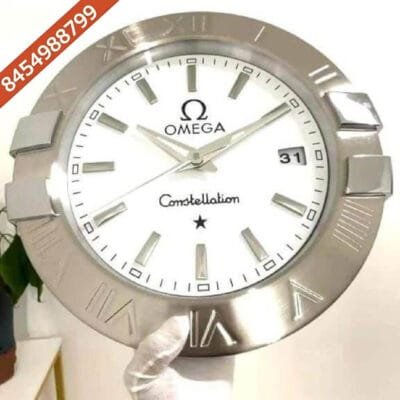 Omega Constallation Silver  White Dial Wall Clock