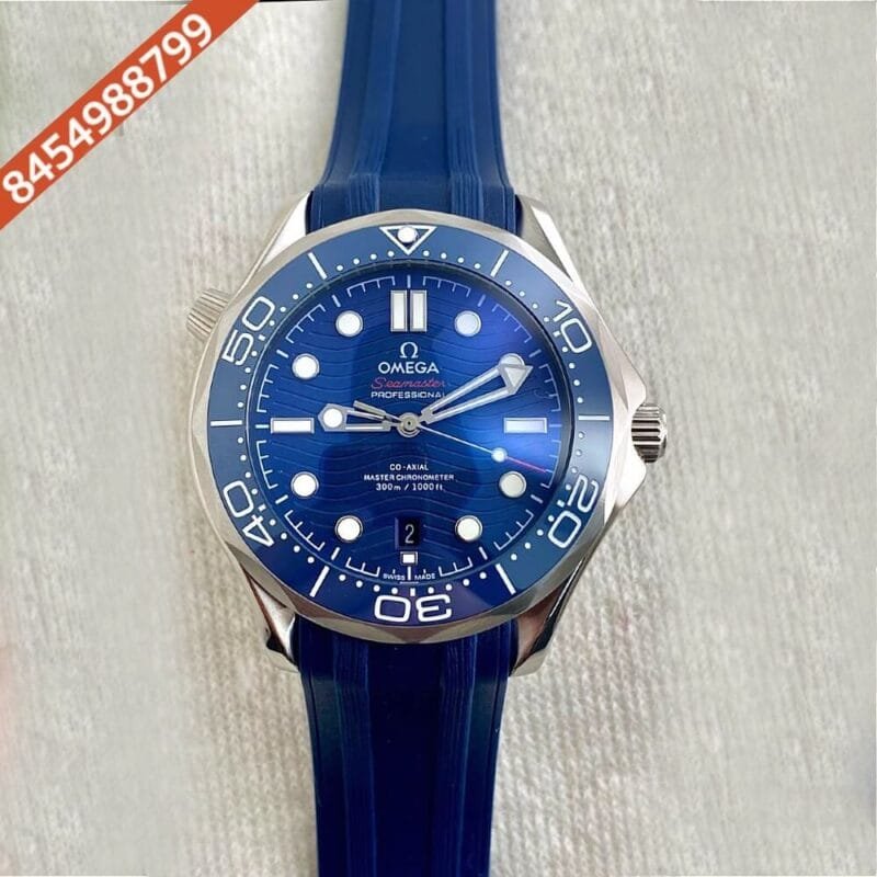 Omega Seamaster Diver Professional Steel Blue Rubber Strap Swiss Automatic Watch - Image 2