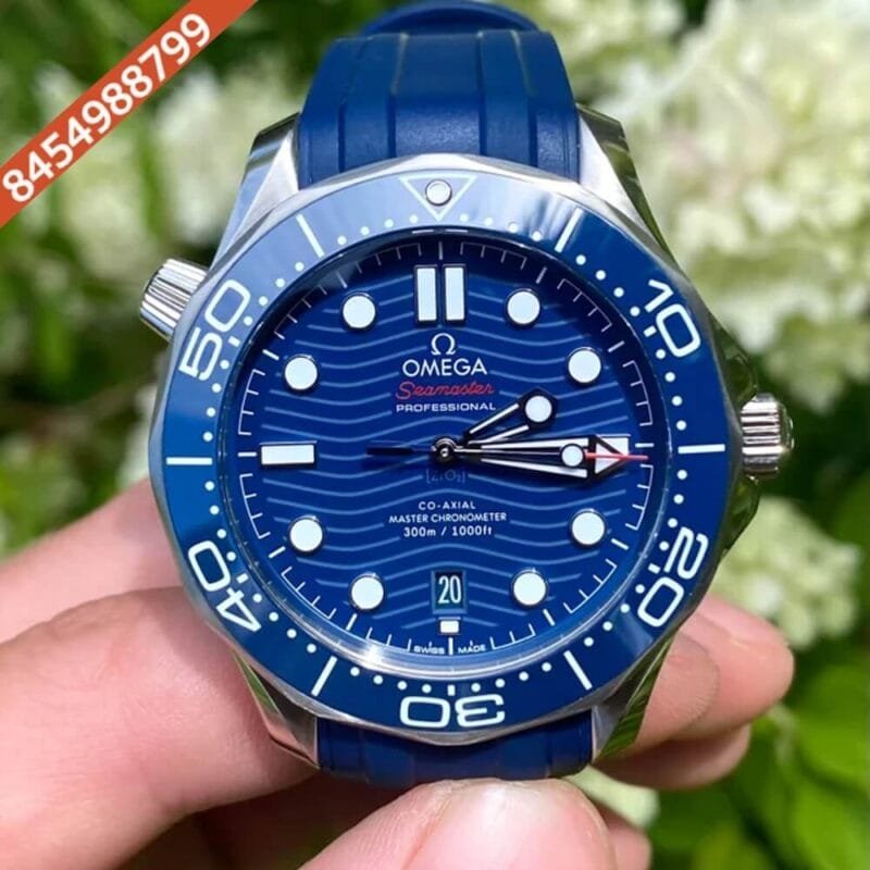 Omega Seamaster Diver Professional Steel Blue Rubber Strap Swiss Automatic Watch