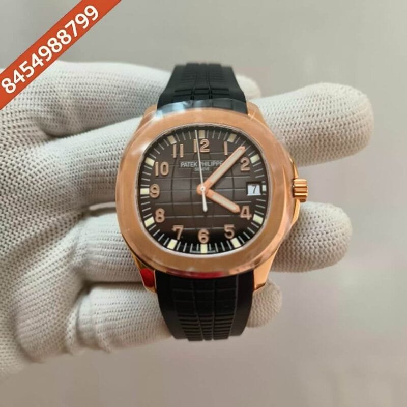 Patek Philippe Aquanaut Rose Gold Black Rubber Strap Swiss ETA Caliber 5168G Valjoux Movement Automatic Watch