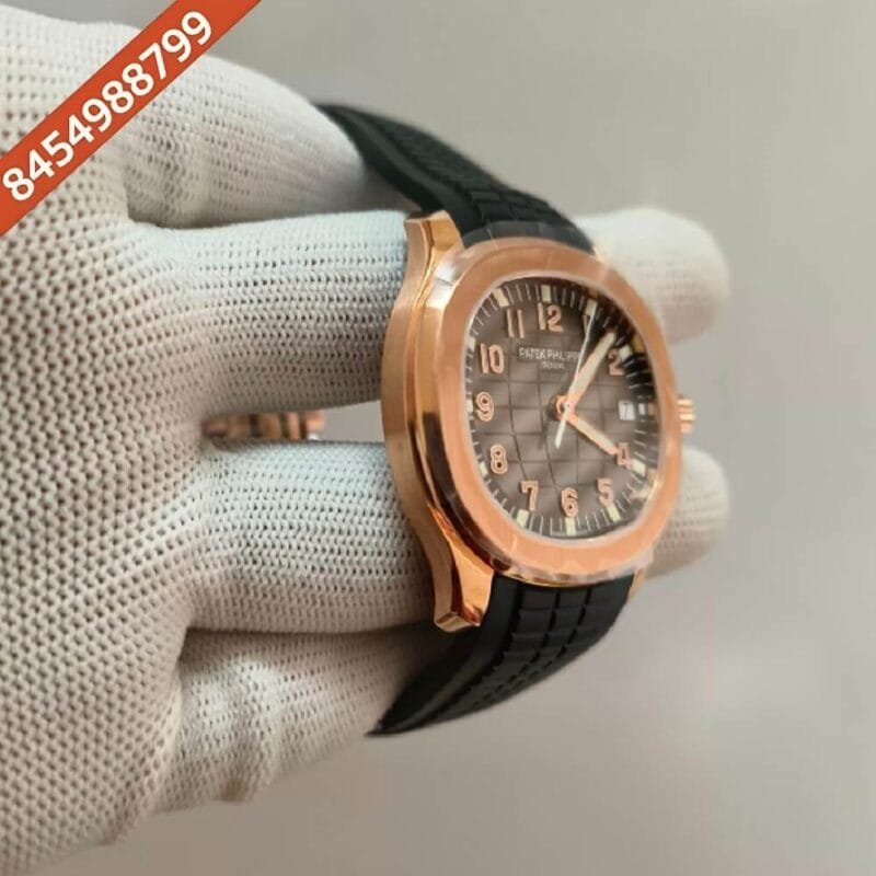 Patek Philippe Aquanaut Rose Gold Black Rubber Strap Swiss ETA Caliber 5168G Valjoux Movement Automatic Watch - Image 2