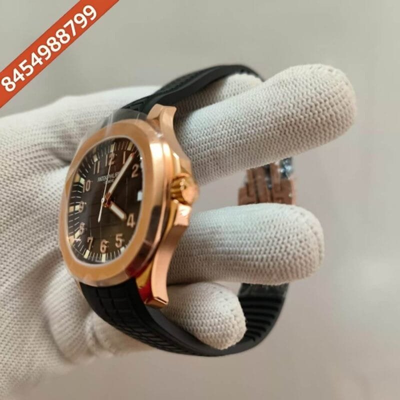 Patek Philippe Aquanaut Rose Gold Black Rubber Strap Swiss ETA Caliber 5168G Valjoux Movement Automatic Watch - Image 3