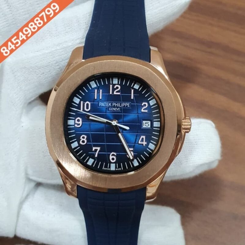 Patek Philippe Aquanaut Rose Gold Blue Swiss Automatic Watch