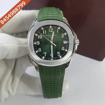 Patek Philippe Aquanaut Steel Green Rubber Strap Swiss ETA Caliber 5168G Valjoux Movement Automatic Watch