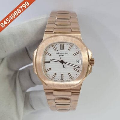 Patek Philippe Nautilus Rose Gold White Dial Swiss ETA Caliber 26-330 Automatic Movement Watch