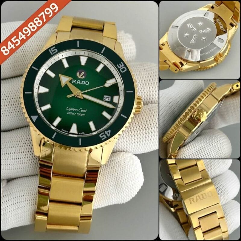 Rado Captain Cook HR Special Edition Full Gold & Green Dial Swiss Automatic Watch - Image 2