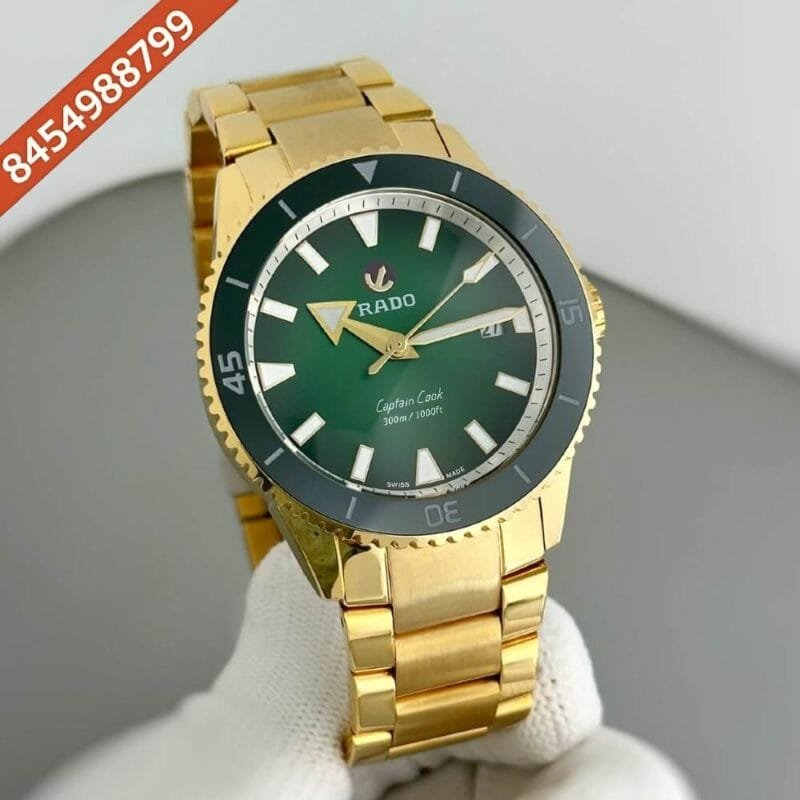 Rado Captain Cook HR Special Edition Full Gold & Green Dial Swiss Automatic Watch - Image 3