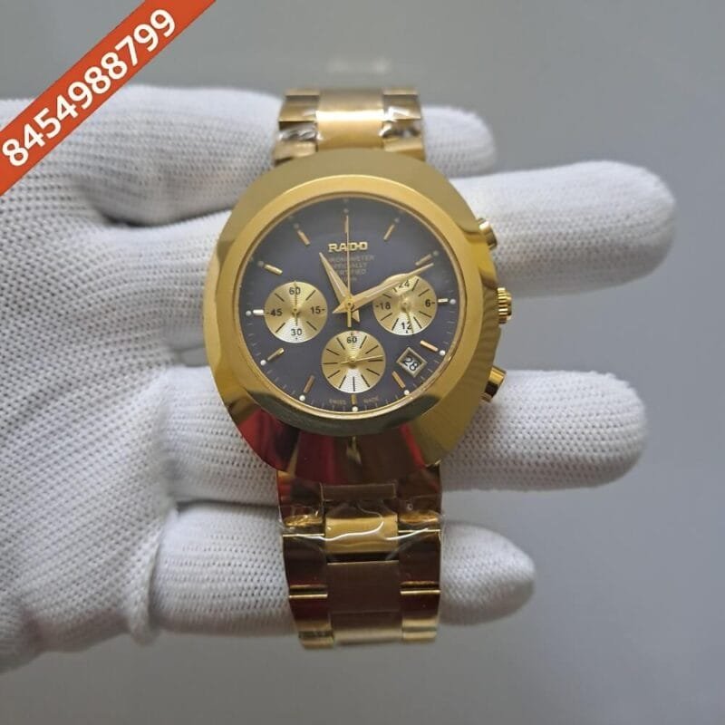 Rado Diastar Chronograph Full Gold Black Dial Watch