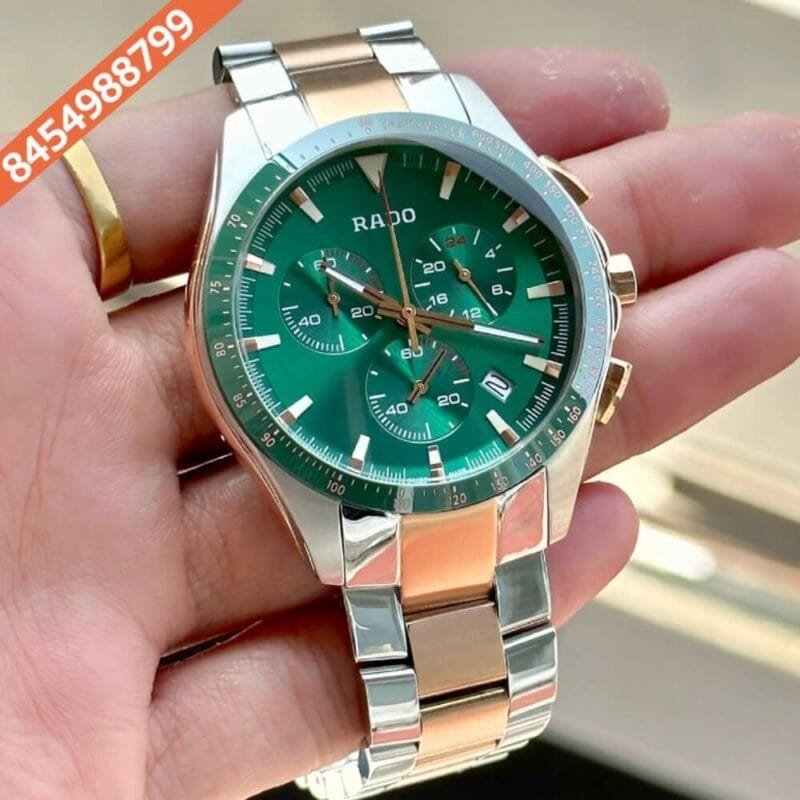 Rado Hyperchrome Chronograph Dual Tone Green Dial Watch