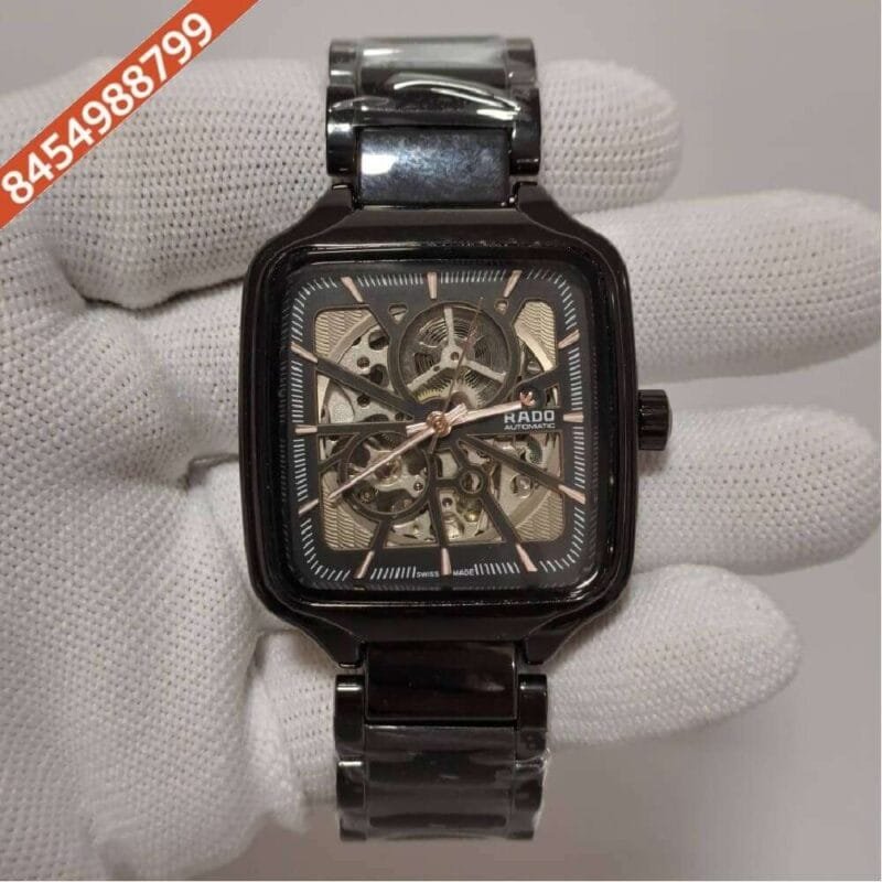 Rado True Square Open Heart Black Ceramic Swiss Automatic Watch