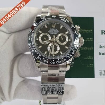 Rolex Oyster Perpetual Cosmograph Daytona Black Swiss ETA Valjoux 7750 Automatic Movement Watch