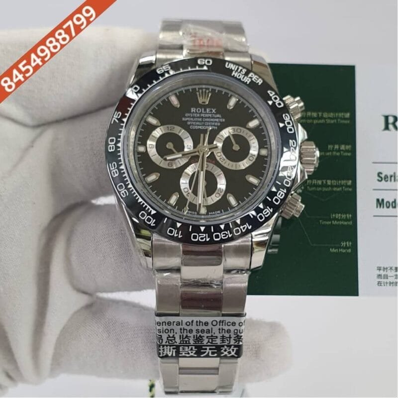 Rolex Oyster Perpetual Cosmograph Daytona Black Swiss ETA Valjoux 7750 Automatic Movement Watch