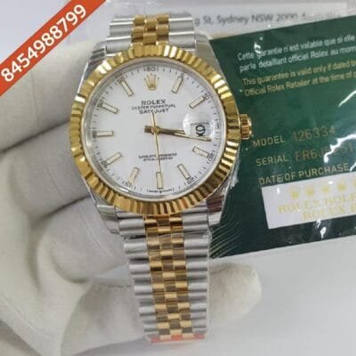 Rolex Date Just Gold Dual Tone Stick Marking Swiss ETA Calibre 3235 Automatic Movement Watch