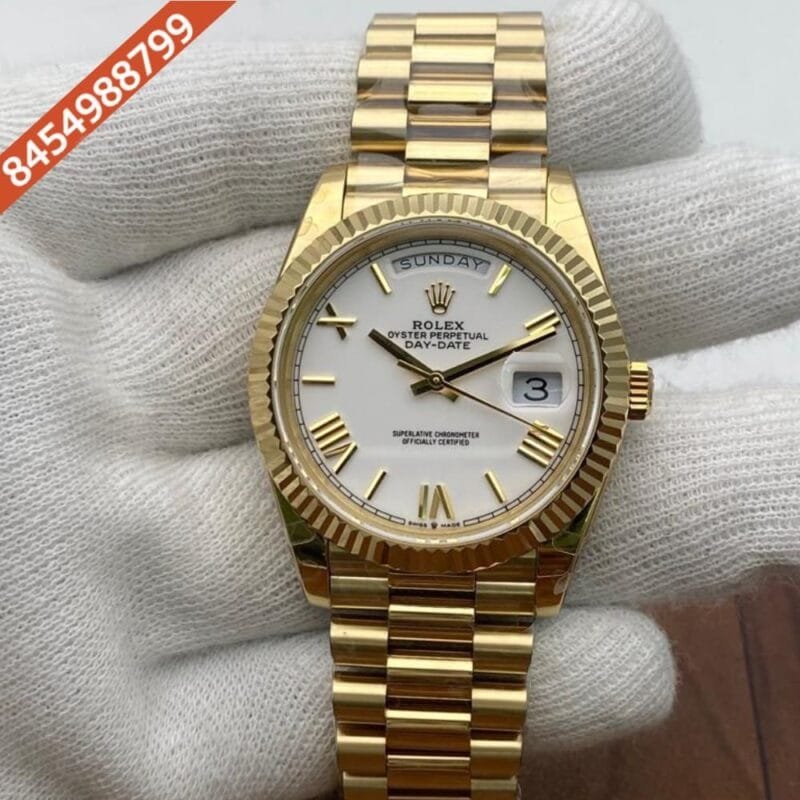 Rolex Day- Date Gold Roman Marking Swiss ETA 3135 Valjoux Automatic Watch