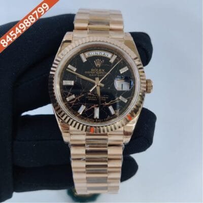 Rolex DayDate President Rose Gold Black Eisenkiesel Dial Swiss ETA Automatic Movement Watch