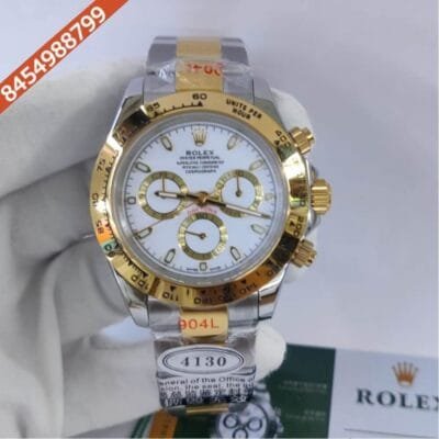 Rolex Daytona Cosmograph Dual Tone White Dial Swiss ETA Automatic Watch