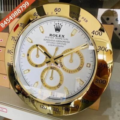 Rolex Daytona Gold White Dial Wall Clock