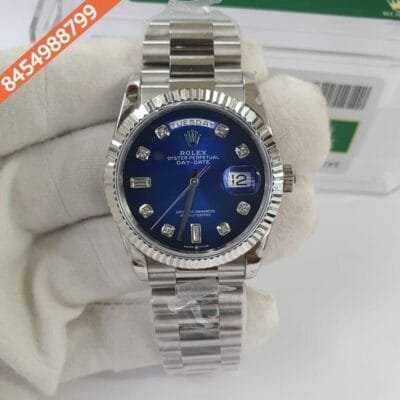 Rolex Day–Date Blue Diamond Dial Swiss ETA Calibre 3255 Automatic Movement Watch