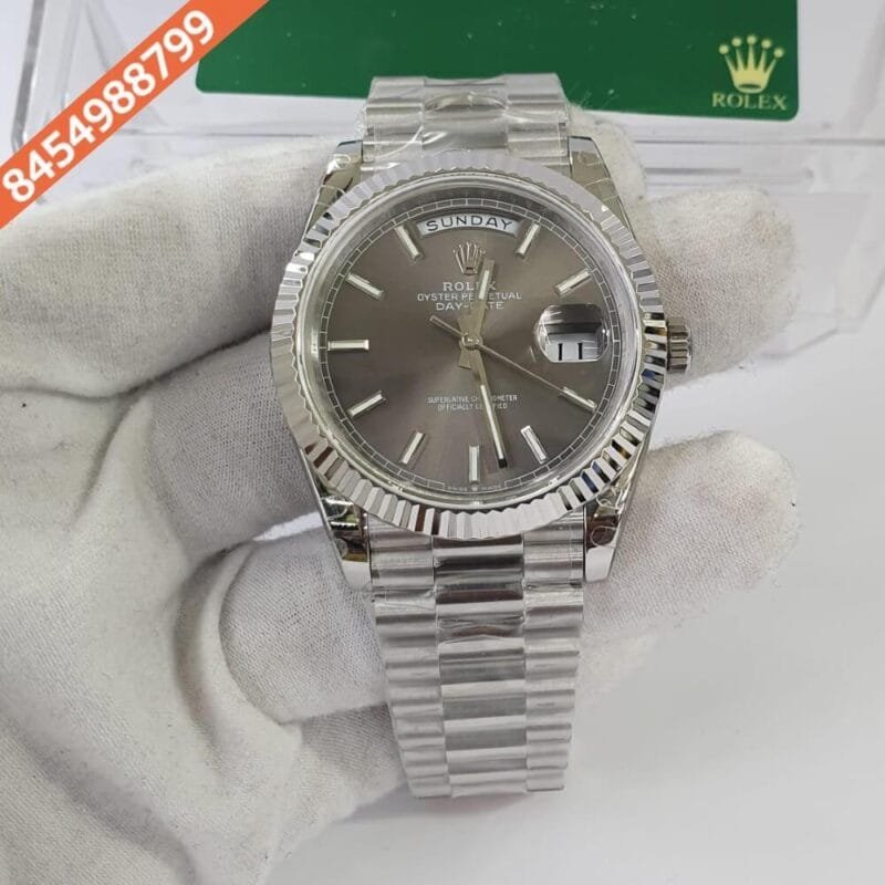 Rolex Day–Date Grey Dial Swiss ETA Calibre 3255 Automatic Movement Watch