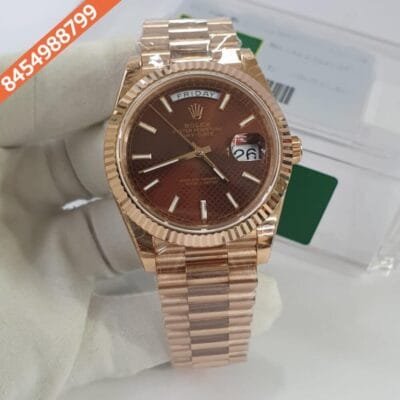 Rolex Day–Date Rose Gold Stick Marking Swiss ETA Calibre 3255 Automatic Movement Watch