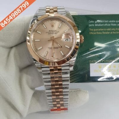 Rolex Oyster Perpetual Date Just Dual Tone Rose Gold Dial Swiss ETA 3235 Automatic Movement Watch