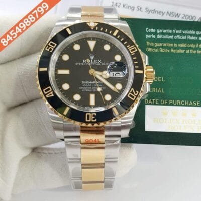 Rolex Submariner Dual Tone Black Dial Swiss ETA Calibre 3235 Automatic Movement Watch