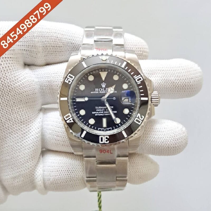 Rolex Submariner Silver Black Dial Swiss Automatic Watch - Image 2
